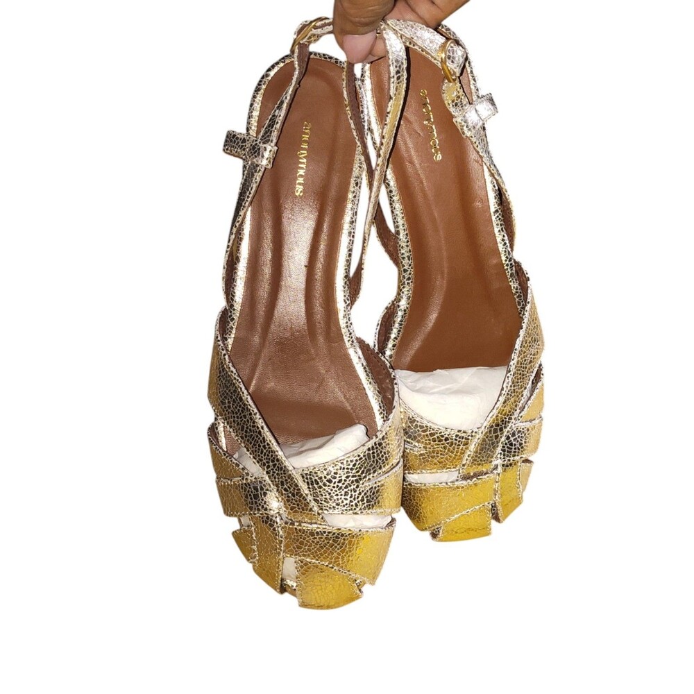 Anonymous Copenhagen Banie Champagne Crackled Metallic Leather Sandal sz8. 53 - Picture 16 of 16
